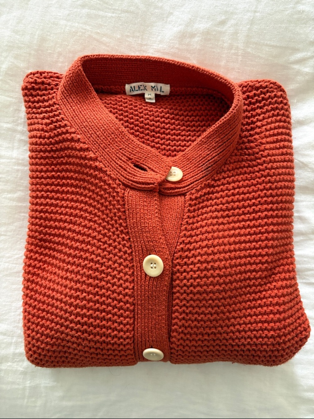Alex Mill Chunky Knit Button-Up Cardigan in Burnt Orange - Picture 4 of 7
